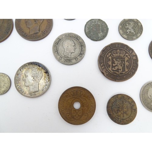 790 - Coins: A quantity of assorted Continental coins to include examples from Belgium, Denmark, Sweden, G... 