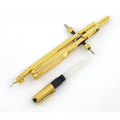 1111 - A cased J. S. Staedtler (commemorative 1835-1985, 150th anniversary) compass with gilt finish, appro... 