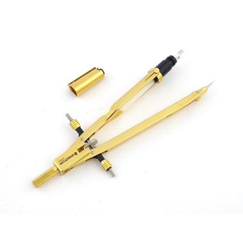 1111 - A cased J. S. Staedtler (commemorative 1835-1985, 150th anniversary) compass with gilt finish, appro... 