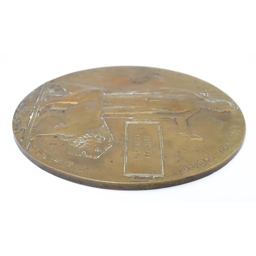 796 - Militaria, WWI / WW1 / World War One / First World War : a bronze 'death penny' death plaque to Haro... 