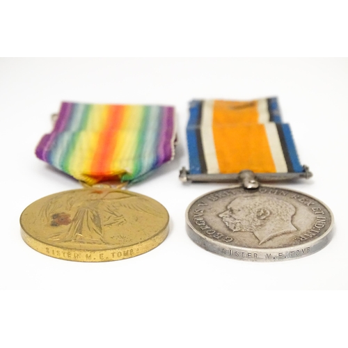 804 - Militaria , WWI / WW1 / World War One / First World War : nursing campaign medals to Sister M. E. To... 