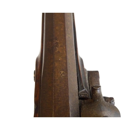 793 - A 19thC Belgian flintlock fowling piece, the smoothbore twist barrel (approx 28 gauge) measuring 35 ... 