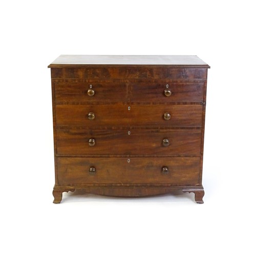 1326 - A late 18thC / early 19thC mahogany chest of drawers, comprising two short over three long graduated... 