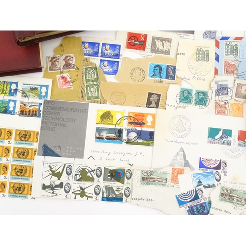 1195 - A large quantity of 19thC and later postage stamps and albums, to include two Penny Black stamps, on... 