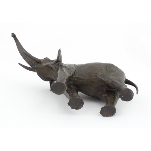 1200 - A 20thC Continental cast and patinated model of an elephant. Marked Kayser under foot. Approx. 10