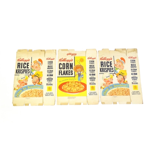 1244 - Two 20thC large Kelloggs advertising / display cereal boxes for Rice Krispies. Together with another... 