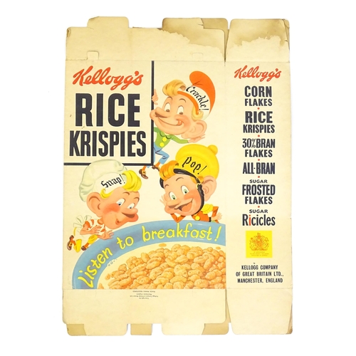 1244 - Two 20thC large Kelloggs advertising / display cereal boxes for Rice Krispies. Together with another... 