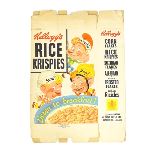 1244 - Two 20thC large Kelloggs advertising / display cereal boxes for Rice Krispies. Together with another... 