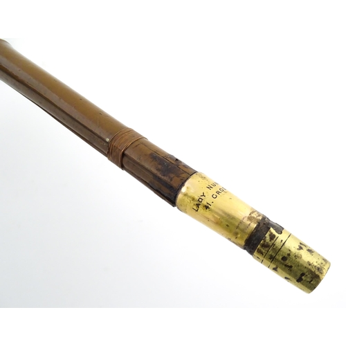 1248 - An early 20thC swordstick, the bamboo shank concealing a 24 3/8