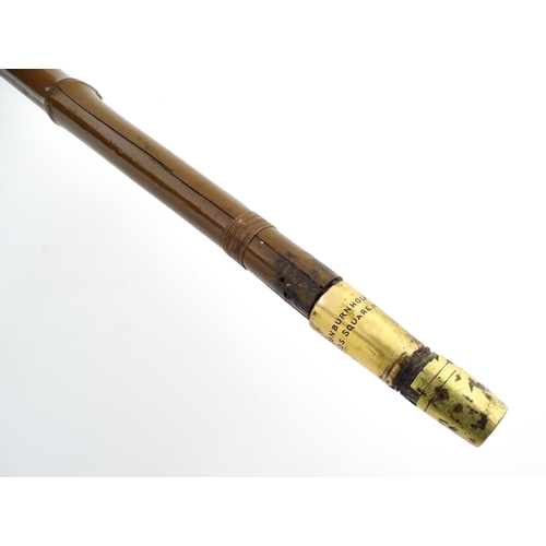 1248 - An early 20thC swordstick, the bamboo shank concealing a 24 3/8