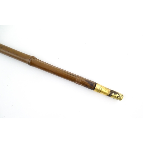 1248 - An early 20thC swordstick, the bamboo shank concealing a 24 3/8