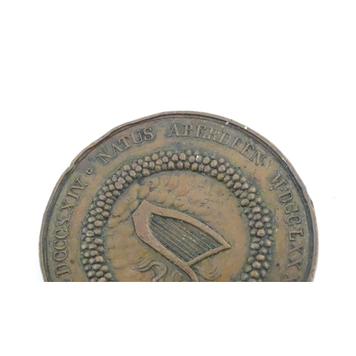 1173 - A 19thC commemorative medallion for Lord Byron, one face with a profile portrait of Lord Byron title... 