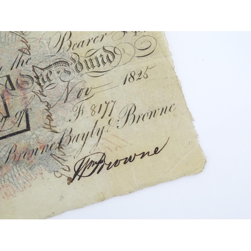 1178 - A Bath Bank (Cavanagh, Browne, Bayley & Browne) One Pound note, serial number F8177, variously stamp... 