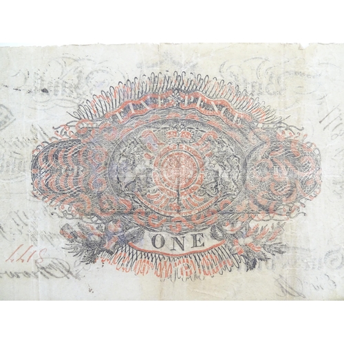 1178 - A Bath Bank (Cavanagh, Browne, Bayley & Browne) One Pound note, serial number F8177, variously stamp... 