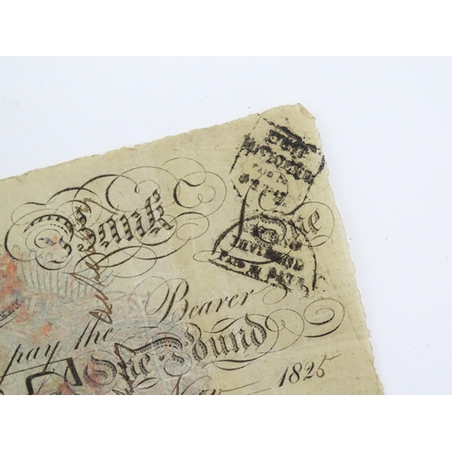 1178 - A Bath Bank (Cavanagh, Browne, Bayley & Browne) One Pound note, serial number F8177, variously stamp... 