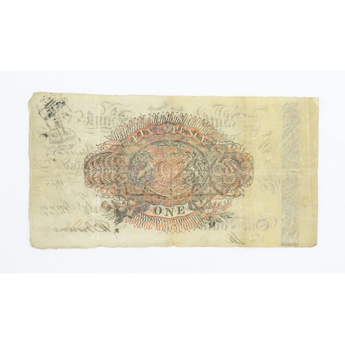 1181 - A Bath Bank (Cavanagh, Browne, Bayley & Browne) One Pound note, serial number F8178, variously stamp... 