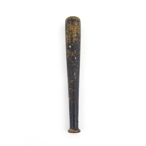 1185 - A Victorian turned wooden Buckinghamshire truncheon / tipstaff with polychrome decoration depicting ... 