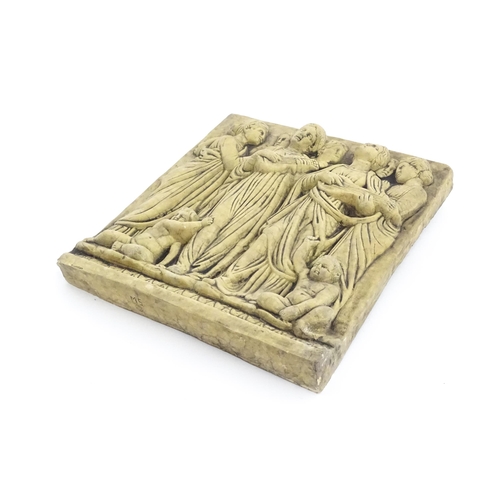 1190 - A 20thC composite relief plaque / tableau depicting singing angels with putti after Luca della Robbi... 