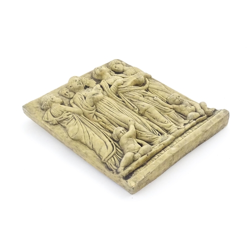 1190 - A 20thC composite relief plaque / tableau depicting singing angels with putti after Luca della Robbi... 