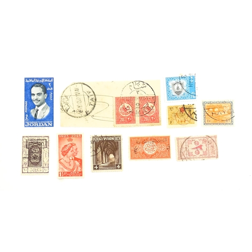 1192 - Eleven 20thC postage stamps from Jordan, Aden - Kathiri State of Seiyun, Cyprus, Turkey, etc. (11)