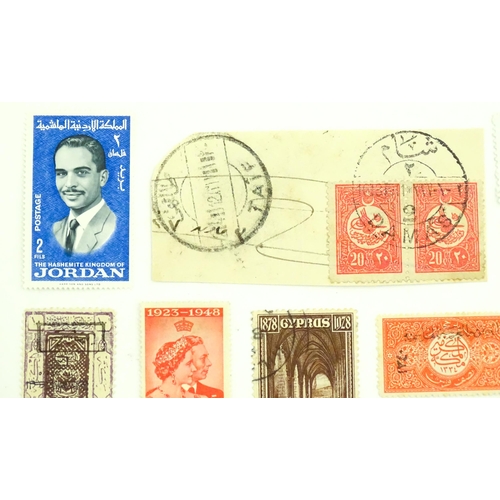 1192 - Eleven 20thC postage stamps from Jordan, Aden - Kathiri State of Seiyun, Cyprus, Turkey, etc. (11)