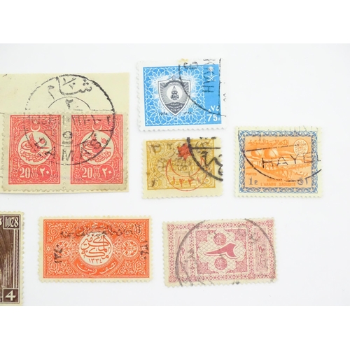 1192 - Eleven 20thC postage stamps from Jordan, Aden - Kathiri State of Seiyun, Cyprus, Turkey, etc. (11)