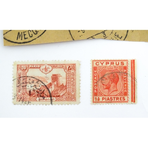 1193 - Seven 20thC postage stamps, comprising a group of five Kingdom of Hedjaz & Nedje (Nejd), with affixe... 