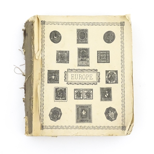 1194 - An early 20thC postage stamp album, containing numerous affixed worldwide stamps including 19thC and... 