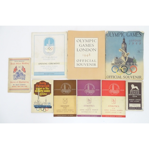 981 - A quantity of ephemera relating to the London 1948 Olympics XIV Olympiad , comprising: World Sports ... 