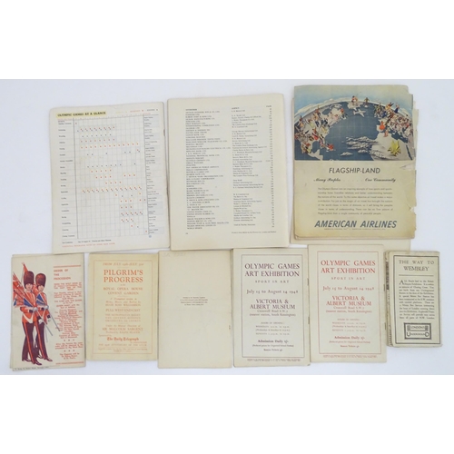 981 - A quantity of ephemera relating to the London 1948 Olympics XIV Olympiad , comprising: World Sports ... 