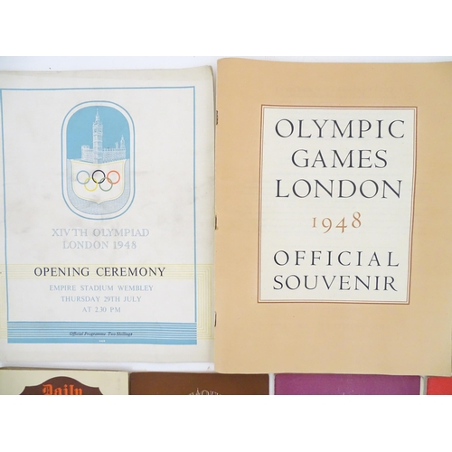 981 - A quantity of ephemera relating to the London 1948 Olympics XIV Olympiad , comprising: World Sports ... 