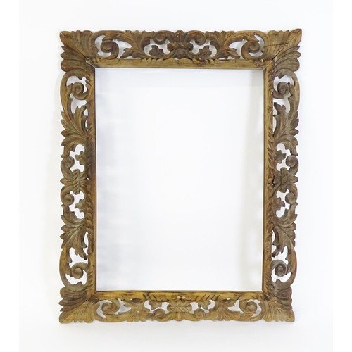 1852 - An early 20thC carved oak frame with pierced scrolling foliate border. Aperture approx. 35