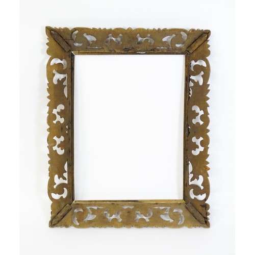 1852 - An early 20thC carved oak frame with pierced scrolling foliate border. Aperture approx. 35