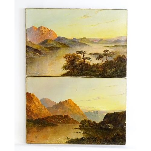 1474 - Francis E Jamieson (1895-1950), Oil on canvas, A pair of Highland loch landscapes at sunset. Both si... 