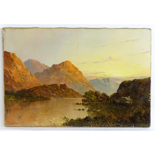 1474 - Francis E Jamieson (1895-1950), Oil on canvas, A pair of Highland loch landscapes at sunset. Both si... 