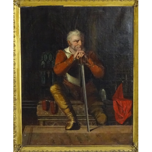 1475 - Samuel Baldwin (act. 1843-1858), Oil on canvas, The Sentinel, A church interior with a guard keeping... 