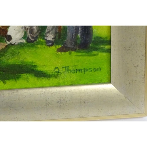 1476 - Q. Thompson, Late 20th / early 21st century, Acrylic on canvas board, The Village Fete at Croft Hall... 