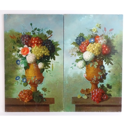 1492 - Thomas Webster, 20th century, Oil on panels, A pair of still life studies each depicting flowers and... 