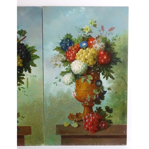 1492 - Thomas Webster, 20th century, Oil on panels, A pair of still life studies each depicting flowers and... 