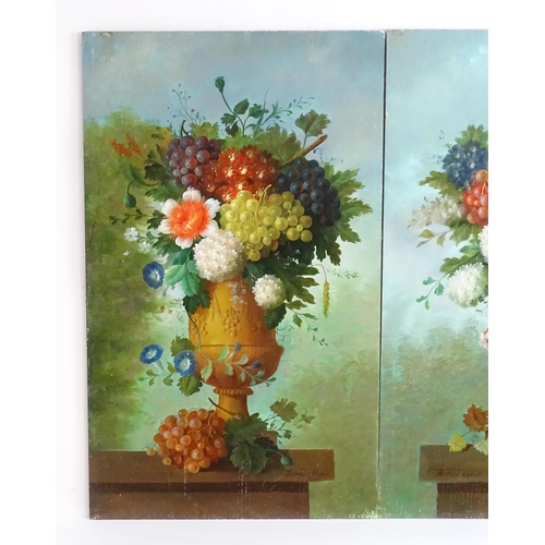 1492 - Thomas Webster, 20th century, Oil on panels, A pair of still life studies each depicting flowers and... 