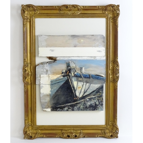 1494 - Late 20th / Early 21st century, Oil on wood panels, A study of a moored fishing boat. Approx. 18