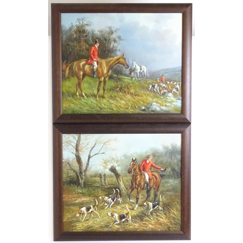 1499 - Jacob Hunt (b. 1958), Oil on canvas, A pair of hunt scenes with horses and hounds. Both signed lower... 