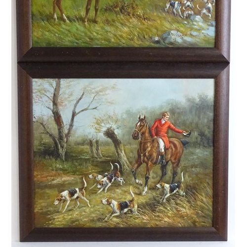 1499 - Jacob Hunt (b. 1958), Oil on canvas, A pair of hunt scenes with horses and hounds. Both signed lower... 