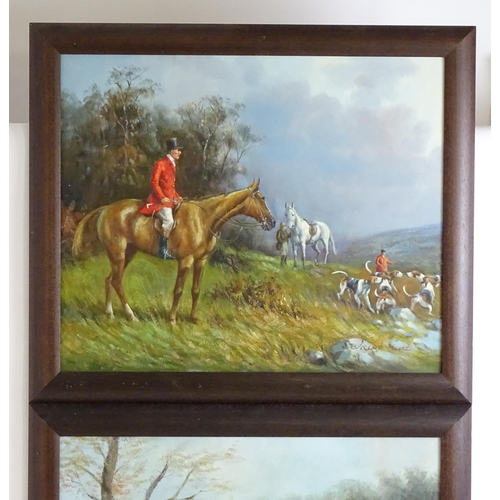 1499 - Jacob Hunt (b. 1958), Oil on canvas, A pair of hunt scenes with horses and hounds. Both signed lower... 