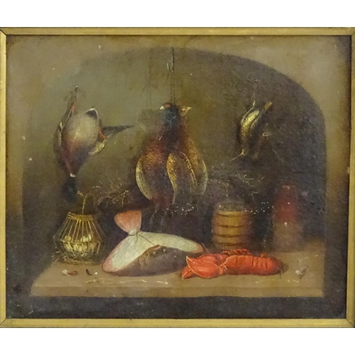 1505 - Attributed to Benjamin Blake (1757-1830), Oil on canvas, A kitchen / larder still life study depicti... 