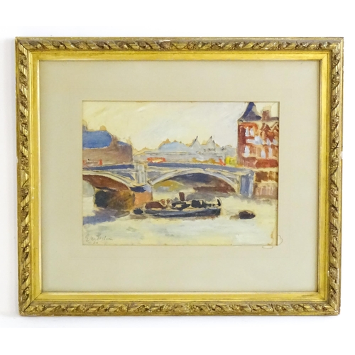 1510 - E. M. Nelson, 20th century, Oil on card, A tug boat on the River Thames. Signed and dated (19)30 low... 