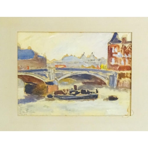 1510 - E. M. Nelson, 20th century, Oil on card, A tug boat on the River Thames. Signed and dated (19)30 low... 