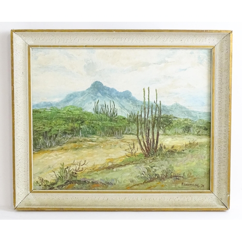 1512 - P. Hawrylak, 20th century, Oil on canvas, Santa Ana, Venezuela, A desert landscape scene with cacti.... 