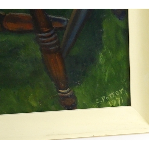 1515 - C. Potter, 20th century, Oil on board, Ailsa's Old Chair, A study of a Windsor chair. Signed and dat... 