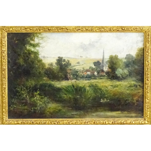 1518 - Manner of Frederick Waters Watts, 19th century, Oil on canvas, Abinger Hammer, Surrey, A wooded land... 